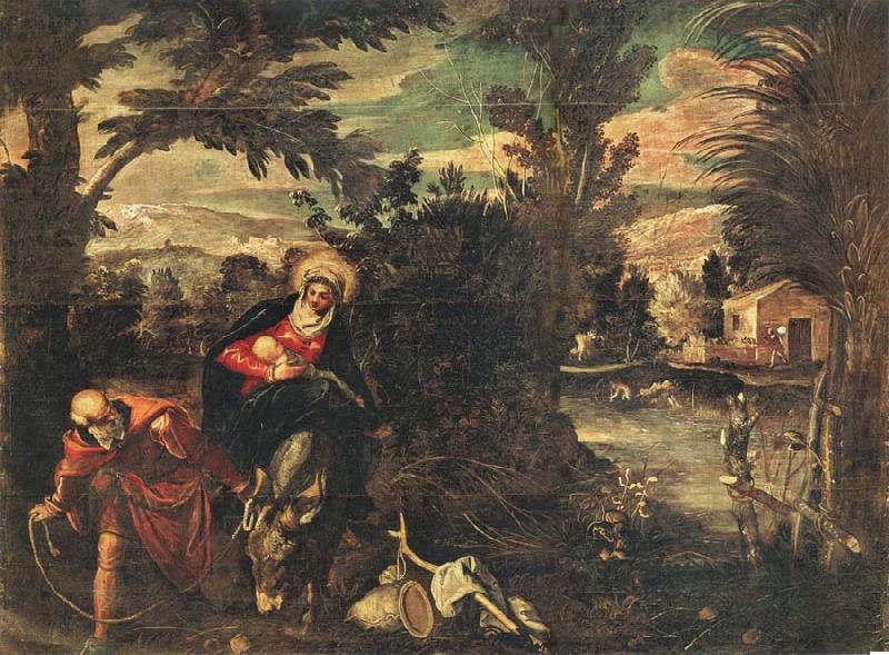 TINTORETTO, Jacopo Flight into Egypt oil painting image